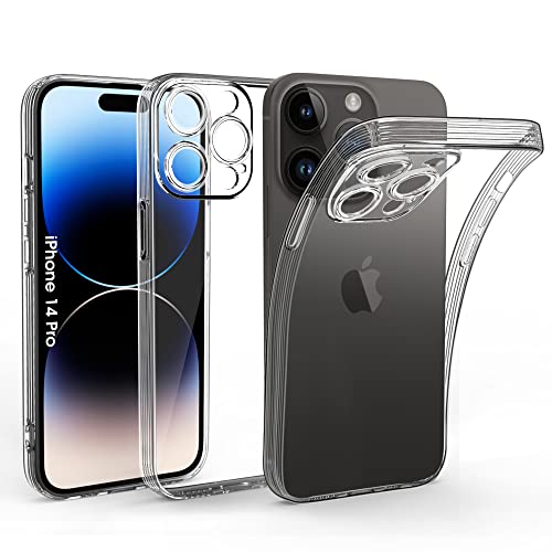 Arae Hülle Kompatibel mit iPhone 14 Pro Weiches TPU Stoßdämpfender Schutz Kameraschutz Handyhülle für iPhone 14 Pro 6,1 Zoll, Kristallklar von Arae