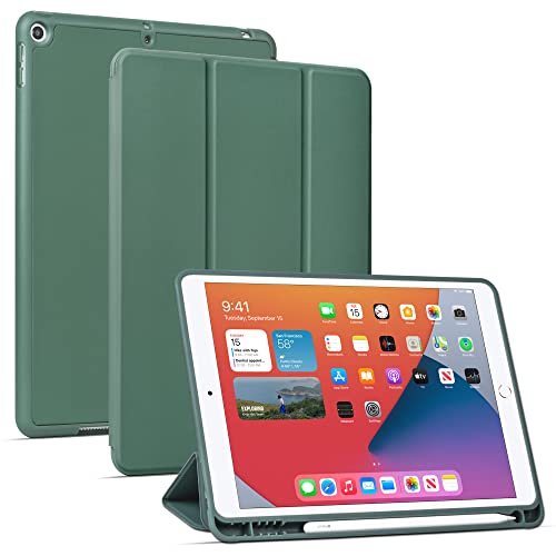 Arae Hülle für iPad 9./ 8./ 7. Generation (2021/2020/2019) 10,2 Zoll Auto Schlafen/Wachen Funktion Standing Cover, Grün von Arae