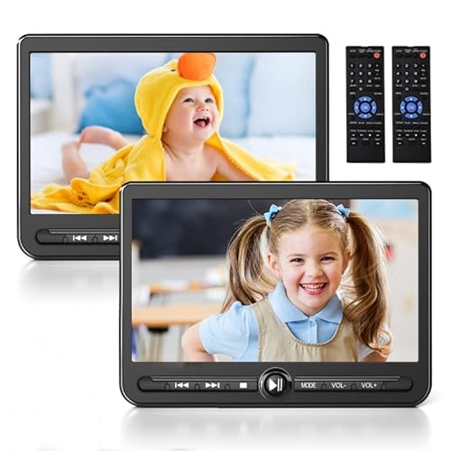 Arafuna 10.5" Dual Auto DVD Player, wiederaufladbarer Auto-Bildschirm Spielen EIN oder Zwei Verschiedene Filme, Kopfstütze für Auto mit 5-Stunden-Batterie, Unterstützung USB/SD, Last Memory von Arafuna