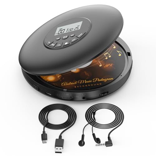 Arafuna Tragbarer CD Player-Compact Discman CD Player-Persönlicher Musik-Player mit CD-R, CD-RW Wiedergabe Anti-Skip Schutz, programmierbare Tracks für Kopfhörer enthalten von Arafuna