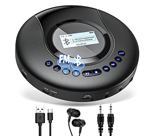 CD Player Tragbar, Arafuna Tragbarer CD Player Bluetooth für Auto und Kinder, 2000mAh wiederaufladbarer Discman CD Player mit LCD-Bildschirm, Anti-Shock-Schutz FM CD Player klein mit Kopfhörer von Arafuna