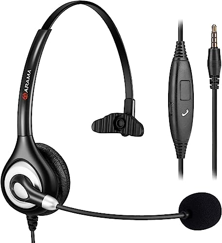 Arama Handy-Headset mit Mikrofon, Geräuschunterdrückung und Anrufsteuerung, 3,5 mm Handy-Kopfhörer für iPhone, Android, Laptop, PC, Call Center Office, Business Skype Softphone Arama Handy-Headset mit Mikrofon, Geräuschunterdrückung und Anrufsteuerung, 3,5 mm Handy-Kopfhörer für iPhone, Android, Laptop, PC, Call Center Office, Business Skype Softphone von Arama