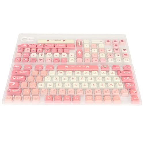 Aramox 135 Tasten, Creme-Erdbeer-PBT-Tastenkappen-Set, XDA-ähnliche Höhe, Entworfen für 61/87/96/98/104/108 und die Meisten Anderen Mechanischen Tastaturen von Aramox