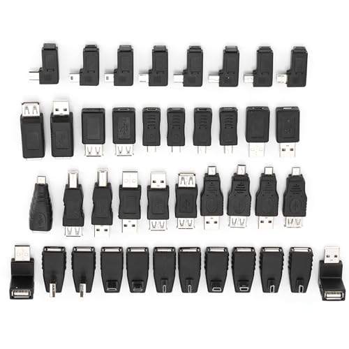 Aramox 40 Pack-Hochgeschwindigkeits-Sorte USB2.0-Adapter, Premium-Qualität, Vielseitige Lösung für Mehrere USB2.0-Adapter, Kompatibilität Einfach zu Verbinden, Schwarz von Aramox