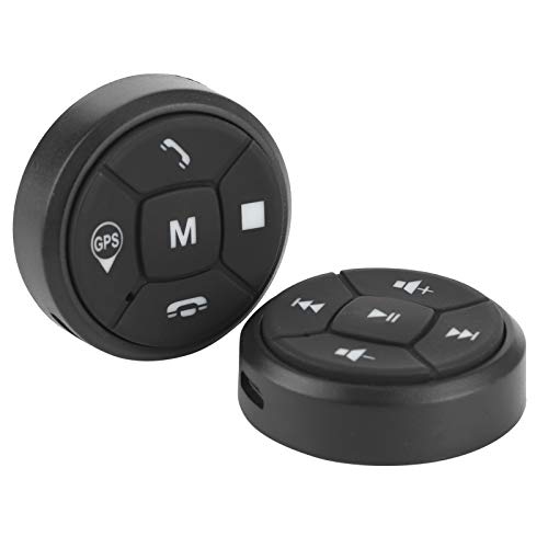 Aramox Lenkrad Steuertasten Universal, Auto lenkrad DVD GPS Player Drahtloser Bluetooth Lenkradmedien Fernbedienungs Steuerknopf Steuercontroller auto bluetooth button tasten (schwarz) von Aramox