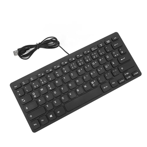 Aramox Ultradünne Tastatur mit 78 Tasten, Plug-and-Play-sichere USB-verkabelte Kompakttastatur für Zweisprachige Benutzer in Englisch (Deutsches QWETZ-Layout) von Aramox