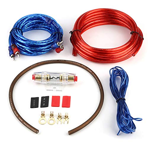 Audio Kabel, Auto Audio Kabelbaum Subwoofer Verstärker Lautsprecher Installationskabel Kit Blau RCA Steuerkabel mit Sicherung von Aramox