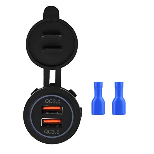 Auto USB Ladegerät, Dual QC3.0 Schnellladung Dual USB-Ladebuchse Stromversorgung für 12 / 24V Auto Motorrad Boot von Aramox