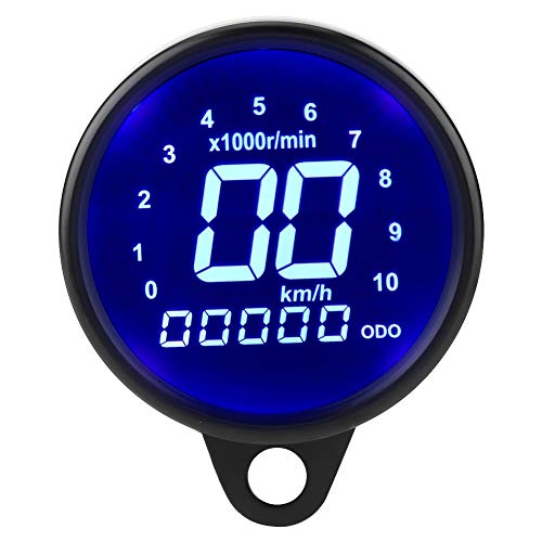 Digitaler Motorrad -Tachometer, LCD -Display, 7 Farben Hintergrundbeleuchtung, Aluminiumschale, Wasserdicht für Präzise Geschwindigkeitsmes, Universelle Ausstattung von Aramox