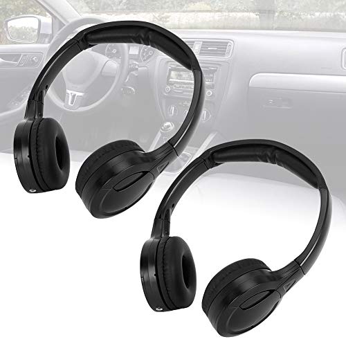 Drahtloser Kopfhörer, 2-Kanal Premium Premium kabelloser Infrarot-IR-Stereo-Audio-Kopfhörer Kopfhörer für Autokopfstütze DVD von Aramox