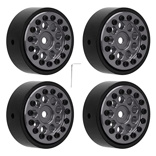 Hochwertiges 1,0-Zoll-Rad-Hub-Set für FMS FCX24 RC-CAR, CNC-Verarbeitung für eine Bessere Leistung, Umfasst 4 Hubs für 1/24 Fernbedienungsauto (BLACK) (Rot) (Ti-Farbe) von Aramox