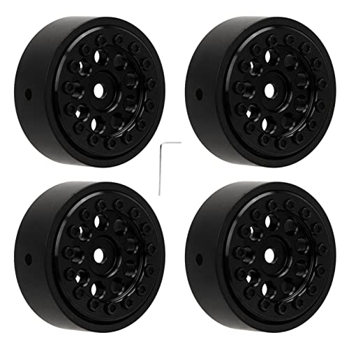 Hochwertiges 1,0-Zoll-Rad-Hub-Set für FMS FCX24 RC-CAR, CNC-Verarbeitung für eine Bessere Leistung, Umfasst 4 Hubs für 1/24 Fernbedienungsauto (BLACK) von Aramox
