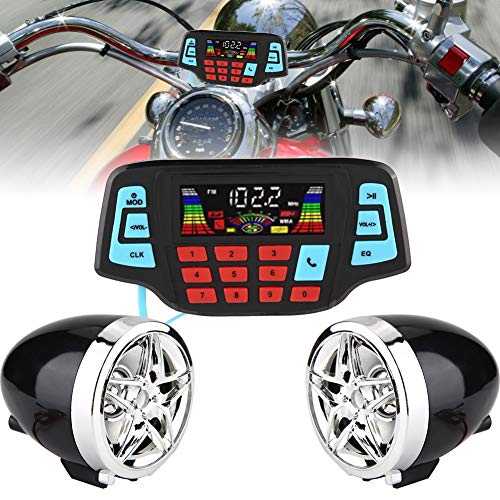 Lautsprechersystem, DC 12V BT MP3-Player Audio Stereo-Lautsprechersystem Motorrad Audio USB TF-Kartenträger von Aramox