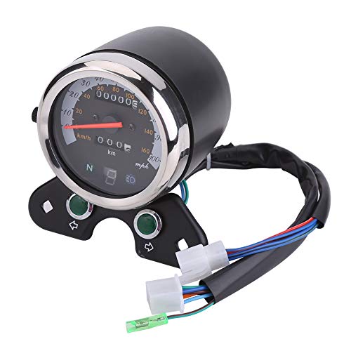 Motorrad-Tachometer, 95-mm-Doppel-Kilometerzähler mit LED-Hintergrundbeleuchtung, Universal-Motorrad-Geschwindigkeitsmesser mit Scheinwerfer-Blinkeranzeige von Aramox
