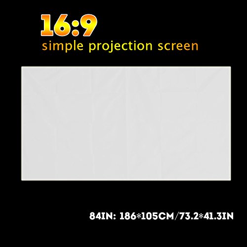 Projektor Schirm, Projektor-Vorhang-Rückprojektionsschirm 60-120 Zoll-beweglicher Faltbarer weißer Projektor-Vorhang-Schirm 16: 9 Innen- / Kino-Freiluftkino im Freien (84inch) von Aramox
