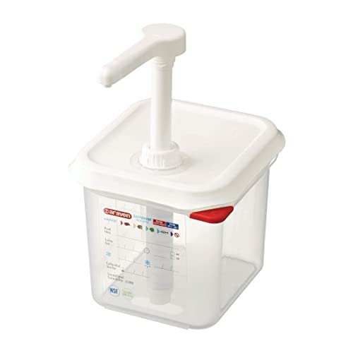 Araven RVN013 Saucenspender GN 1/6, Transparent, spülmaschinenfest, Druckpumpe, 2,6 l, Araven RVN013 Saucenspender GN 1/6, Transparent, spülmaschinenfest, Druckpumpe, 2,6 l, von Araven