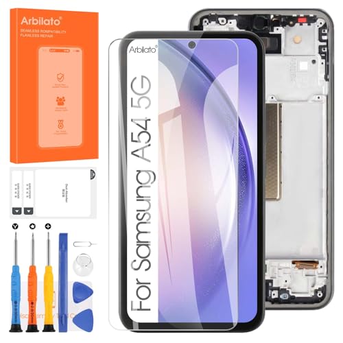 OLED Display für Samsung Galaxy A54 5G LCD Bildschirm Ersatz SM-A546B Digitizer Touchscreen Montiert mit Reparaturwerkzeuge(Schwarz Mit Rhamen) von Arbilato