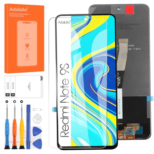 Bildschirm für Xiaomi Redmi Note 9 Pro LCD für Redmi Note 9S M2003J6A1G, M2003J6B2G Touch Display Digitizer Assembly Reparaturteile (schwarz) von Arbilato