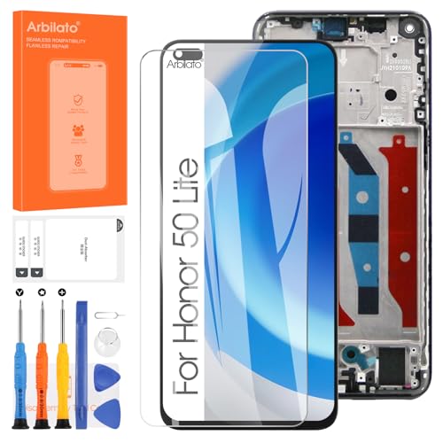 Arbilato Display für Huawei Honor 50 Lite/Honor X20/Nova 8i, Ersatz NTN-L22 NTN-LX1 NTN-LX3 LCD-Touchscreen, Digitizer, Montage Reparaturteile (Schwarz mit Rahmen) von Arbilato