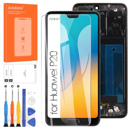 Display für Huawei P20 LCD Bildschirm Ersatz Digitalisierer Touchscreen Reparatur Set für Huawei EML-L09 EML-AL00 EML-L29 (Schwarz mit Rahmen) von Arbilato