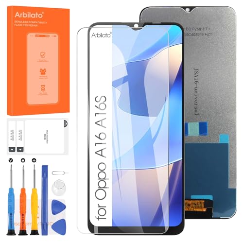 Arbilato Ersatzbildschirm für Oppo A16 CPH2269, Ersatz für Oppo A16s CPH2271 LCD Touch Digitizer Reparaturteile (Schwarz, 6,52 Zoll) von Arbilato