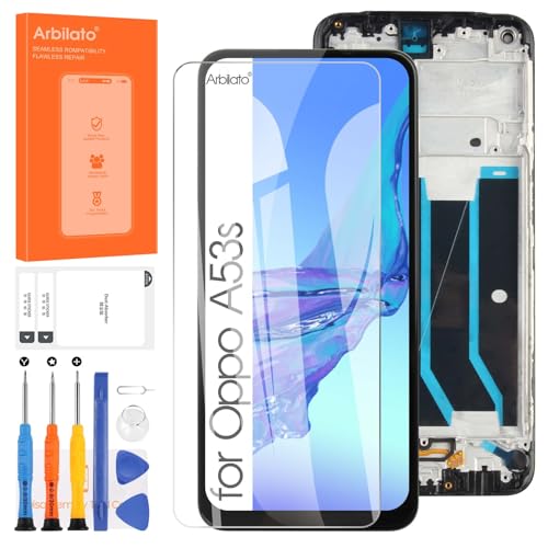 Display für Oppo A53 4G CPH2127 Ersatz Bildschirm für Oppo A53S CPH2139 LCD Touch Digitizer Reparaturteile (schwarz mit Rahmen, 6,5 Zoll) von Arbilato