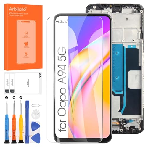 Arbilato Ersatzbildschirm für Oppo A94 5G CPH2211, Ersatz für Oppo Reno5 Z 5G LCD Display Touch Digitizer Assembly Reparaturteile (Schwarz mit Rahmen, 6,43 Zoll) von Arbilato