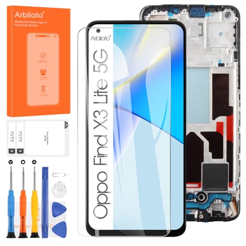 Arbilato Ersatzbildschirm für Oppo Find X3 Lite 5G / Reno 5 5G LCD Display – LCD-Display für Oppo CPH2145 Digitalisierer für Find X3 Lite 5G Touchscreen montiert (schwarz mit Rahmen) von Arbilato