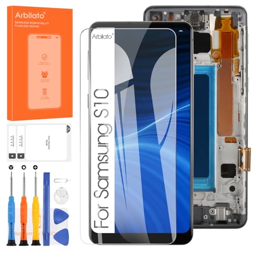 Display für Samsung Galaxy S10 G973 SM-G973F, LCD Display Touch Screen Assembly mit Reparatur-Set (Schwarz mit Rahmen, ohne Fingerprint Unlocking, TFT) von Arbilato