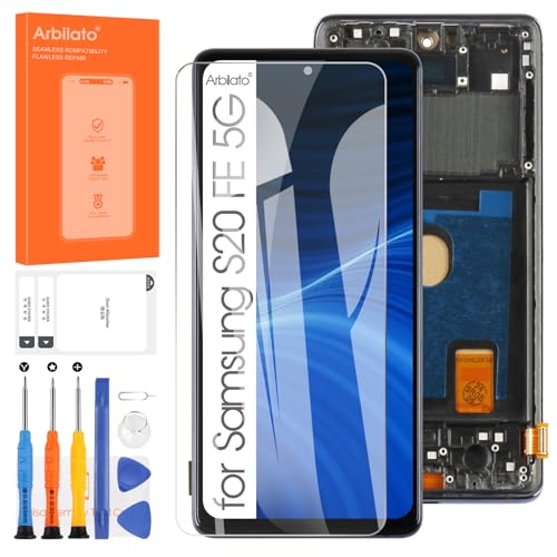 Arbilato LCD-Display für Samsung Galaxy S20 FE 5G / S20 FE – Ersatzbildschirm für Galaxy S20 FE 5G LCD Display Digitizer SM-G781B G781U G781N Touchscreen montiert mit Rahmen (schwarz) von Arbilato