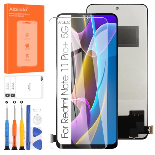 Arbilato LCD-Display für Xiaomi Redmi Note 11 Pro+ 5G, LCD-Bildschirm Note 11 Pro Plus, Ersatz-Touchscreen, mit Werkzeug (schwarz) von Arbilato