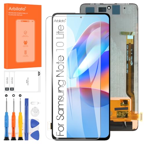 Arbilato OLED LCD Display für Samsung Galaxy Note 10 Lite N770 SM-N770F, LCD Display Touch Screen Assembly mit Reparatur Kit (Schwarz mit Fingerabdruckerkennung) von Arbilato