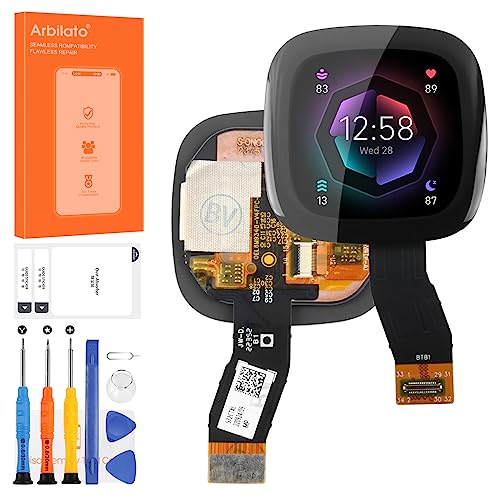 Bildschirm für Fitbit Sense 2 SmartWatch Bildschirm Ersatz für Sense 2 LCD-Bildschirm Touchscreen Digitizer Montage Reparaturteile (schwarz) von Arbilato