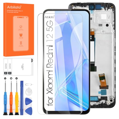 Display für Xiaomi Redmi 12/12 5G LCD Bildschirm Digitizer 23053RN02A 23076RN8DY Touchscreen Montage mit Reparaturwerkzeugen (Schwarz mit Rahmen) von Arbilato