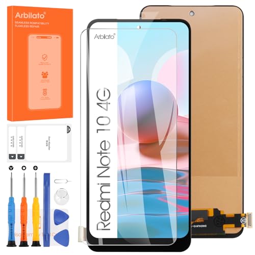 Display für Xiaomi Redmi Note 10 4G / Note 10S LCD Display, Touchscreen Digitizer Touch Screen Glas Montage Pannello mit Reparatur Set M2101K7AI M2101K7AG (Nicht für Note 10 5G) von Arbilato