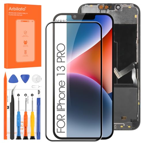 LCD-Bildschirm für iPhone 13 Pro LCD-Display, Digitizer Touchscreen Montage A2638, A2483, A2636, A2639, A2640 mit Reparatursets (schwarz) von Arbilato