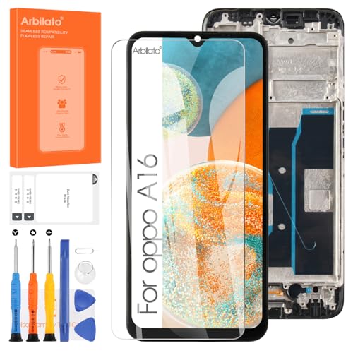 LCD Display für Oppo A16 CPH2269/Oppo A16s CPH2271 Touchscreen LCD Display Digitazer Ersatz mit Reparatur Set (6,52 Zoll, Schwarz mit Rahmen) von Arbilato