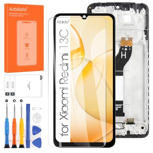 Display für Xiaomi Redmi 13C LCD Bildschirm Ersatz Digitizer Touchscreen Montiert Pannello 23100RN82 mit Werkzeugen(Schwarz mit Rahmen) von Arbilato