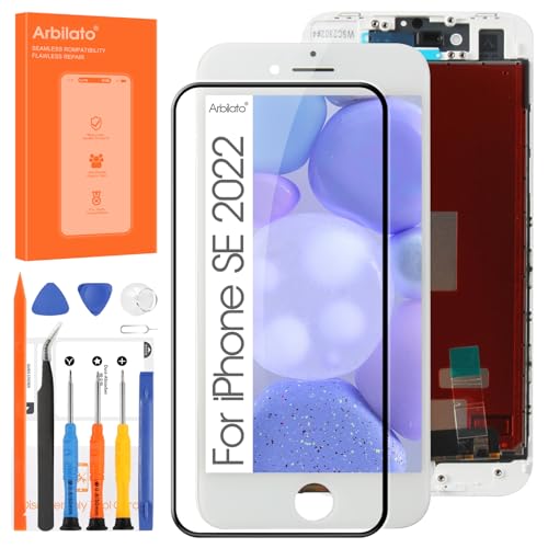 LCD-Display für iPhone SE 2022 (3. Generation) Touchscreen montiert Ersatz A2783 A2595 mit Set (Weiß) von Arbilato