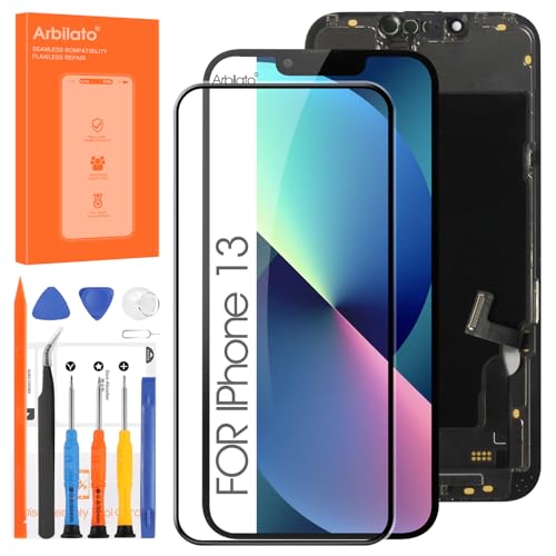 OLED Display für iPhone 13 LCD Bildschirm Ersatz Touchscreen Digitizer Montage mit Reparaturwerkzeugen (schwarz) von Arbilato