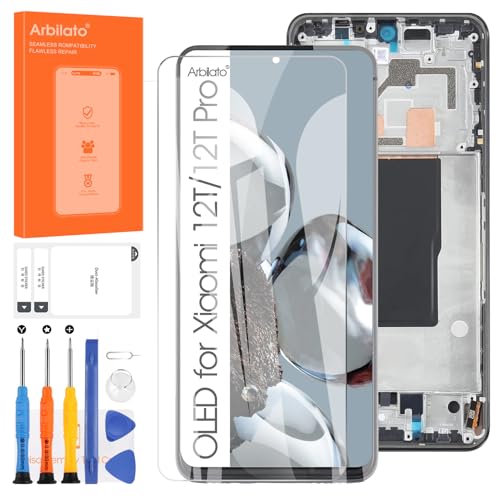 OLED für Xiaomi 12T / 12T Pro 5G LCD Display – Ersatz für Xiaomi 12T LCD Touchscreen 22071212AG 22081212G für Xiaomi 12T Pro 5G LCD Display Digitizer Glas montiert mit Rahmen von Arbilato