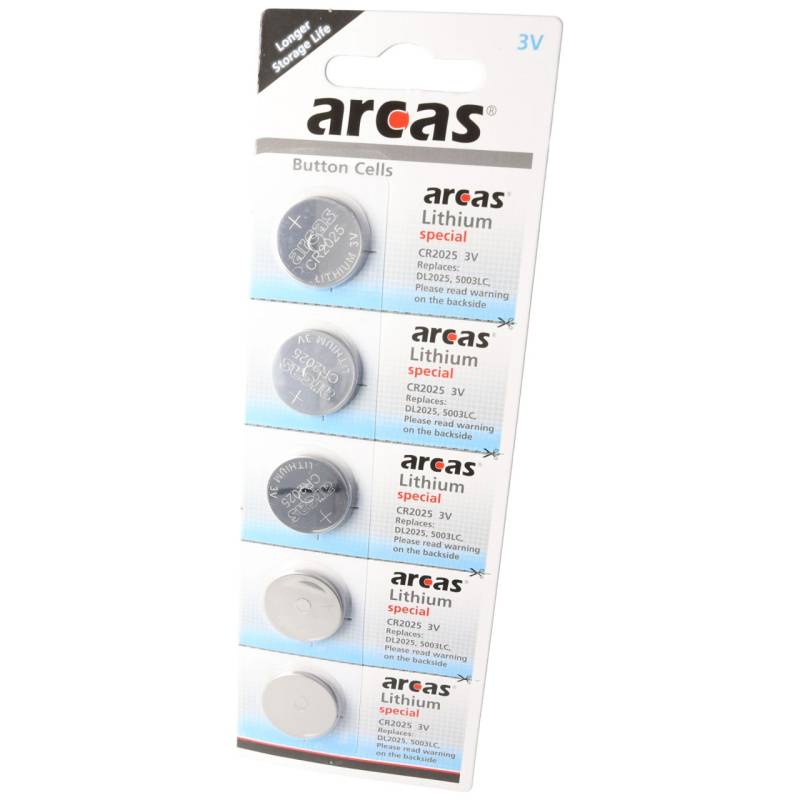 5er-Sparset CR2025 Lithium Batterie von Arcas