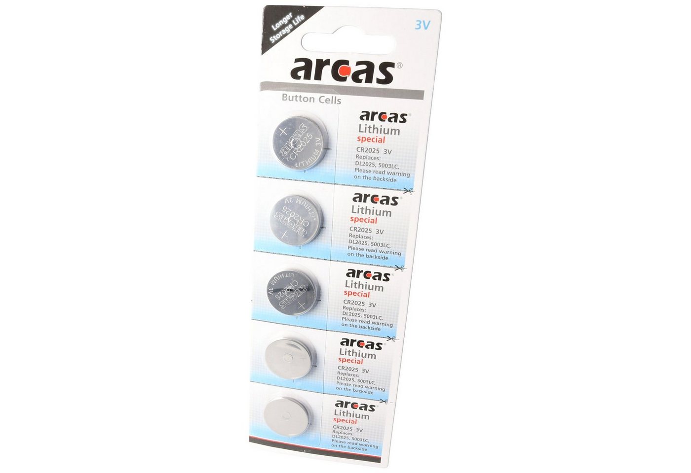 Arcas 5er-Sparset CR2025 Lithium Batterie Batterie, (3,0 V) von Arcas