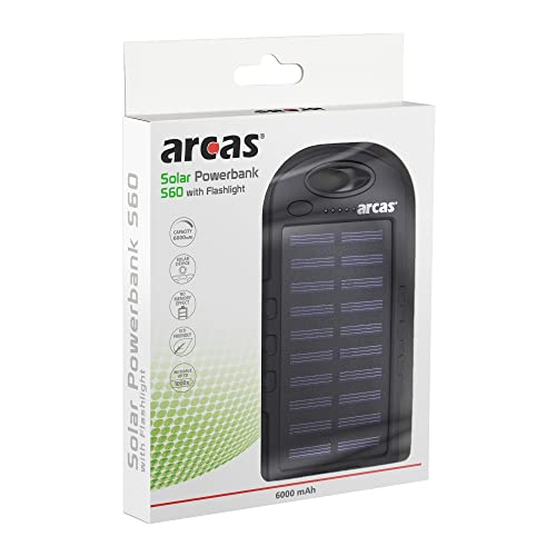 Arcas Solar-Powerbank S60 mit 6000mAh und Taschenlampenfunktion von Arcas