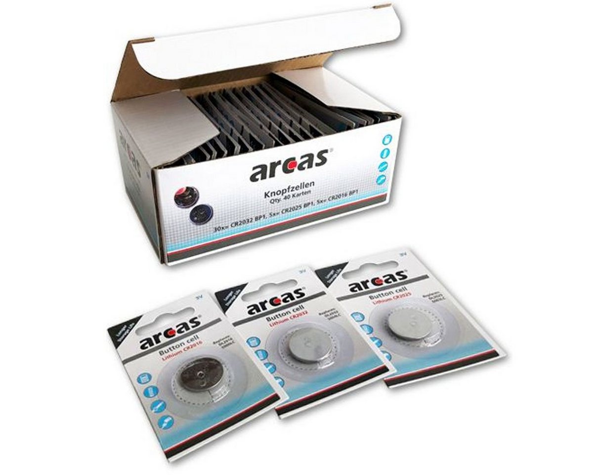Arcas Vorteils-Set Lithium Batterien bestehend aus 30x CR2032, 5x CR2025, 5 Batterie, (3,0 V) von Arcas