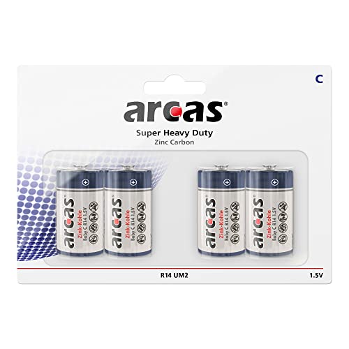 Baby-Batterie Super Heavy Duty 1,5V, Typ C/R14, 4er-Pack von Arcas