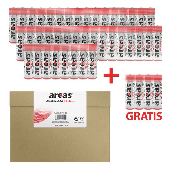 Sparpack 32+4free Arcas Alkaline LR03 Micro AAA 1,5V Sparpack 32+4free Arcas Alkaline LR03 Micro AAA 1,5V von Arcas