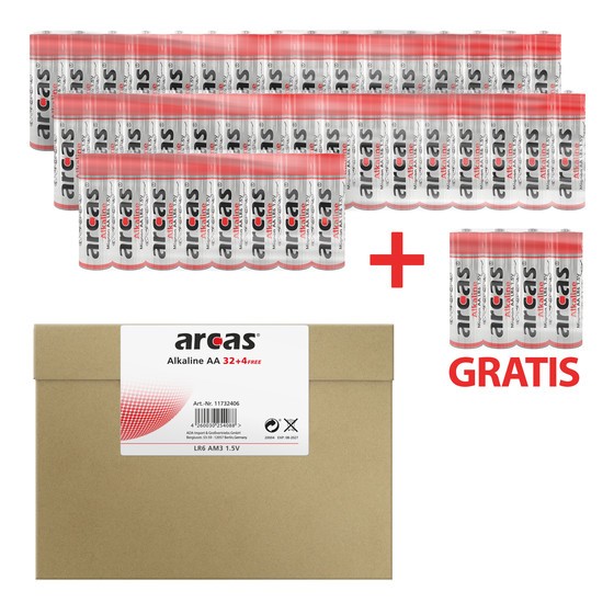 Sparpack 32+4free Arcas Alkaline LR06 Mignon AA 1,5V Sparpack 32+4free Arcas Alkaline LR06 Mignon AA 1,5V von Arcas