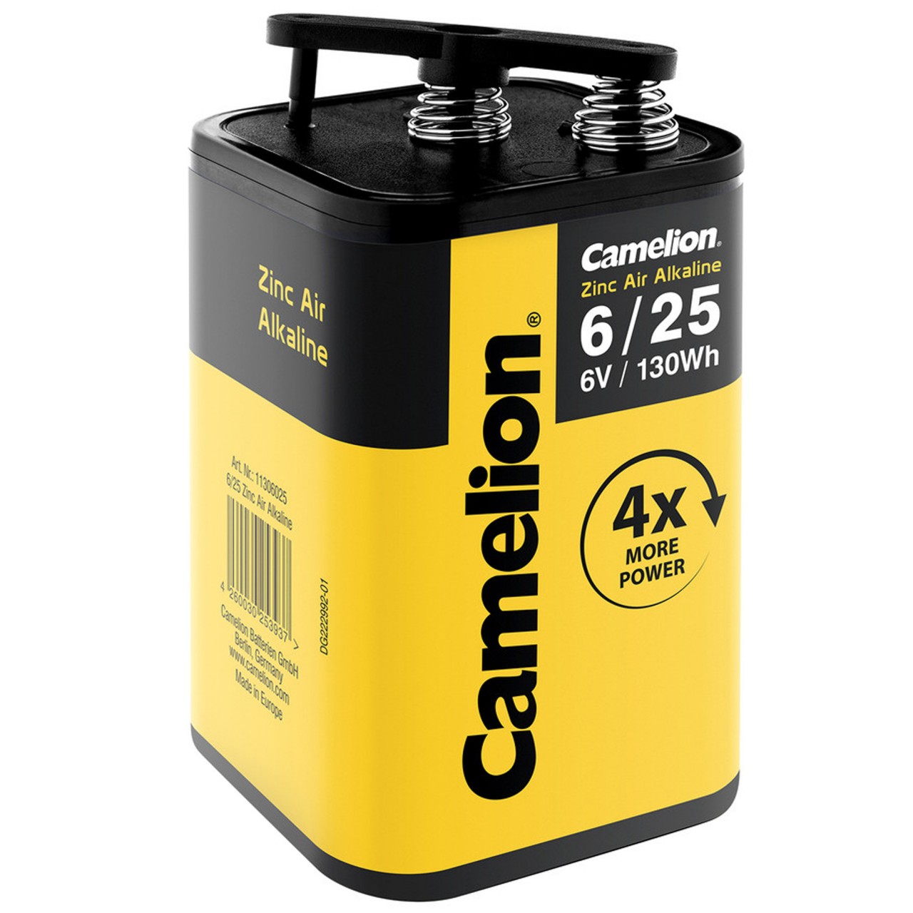 Zinc Air Alkaline 4LR25 6 Volt, 25Ah, 130Wh, Batterie mit bis zu 4mal mehr Leistung als die Standard 4R25 Zinc Air Alkaline 4LR25 6 Volt, 25Ah, 130Wh, Batterie mit bis zu 4mal mehr Leistung als die Standard 4R25 von Arcas