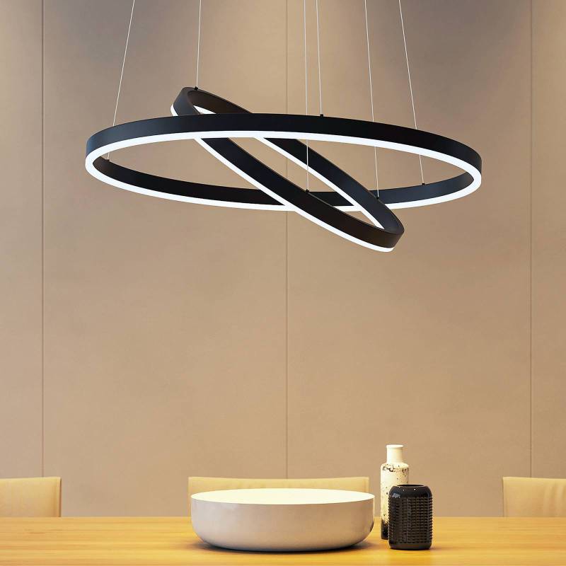 Arcchio LED-Hängeleuchte Albiona, schwarz, 2 Ringe, Ø 60 cm von Arcchio